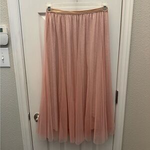 Women's Blush Pink Tulle Maxi Skirt